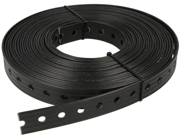 Лента перфорированная монтажная в ПВХ оболочке черный в рулоне 3,5х28 мм фото